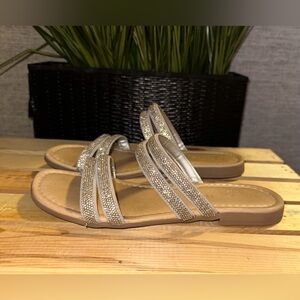 🍀Clear crystal tiny rhinestone sandals